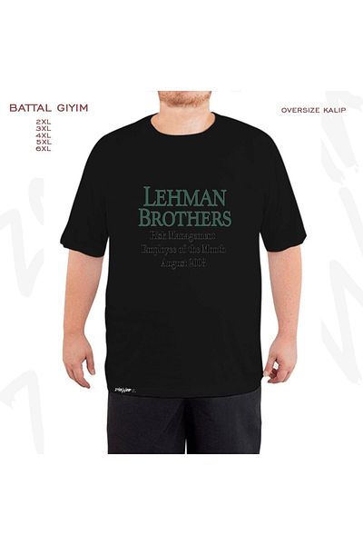ZOKAWEAR Υπερμεγέθη Μαύρο μπλουζάκι Lehman Brothers, Employee Printed Battal (Bol) Mold