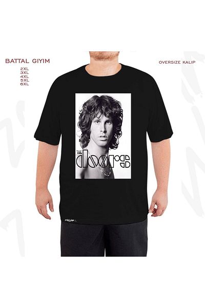 ZOKAWEAR Μαύρο μπλουζάκι Oversize The Doors, Jim Morrison με στάμπα μεγάλου μεγέθους