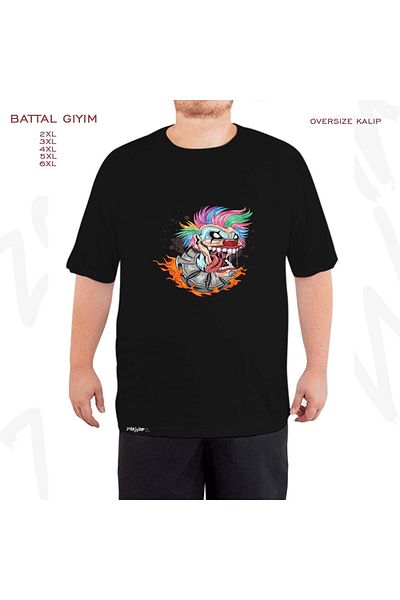 ZOKAWEAR Μαύρο μπλουζάκι Oversize Crazy Paylet Printed Battal (Bol) Mold