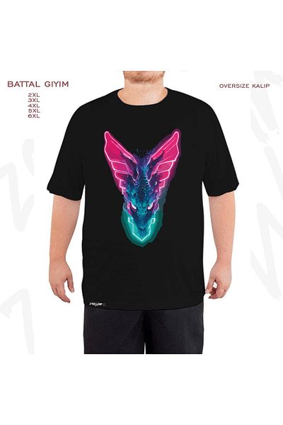 ZOKAWEAR Μαύρο μπλουζάκι Oversize Dragon v8 με στάμπα μεγάλου μεγέθους (Bol)