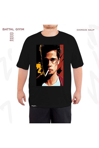 ZOKAWEAR Brad Pitt and Tyler Durden Fight Club Printed - Oversized Black T-Shirt