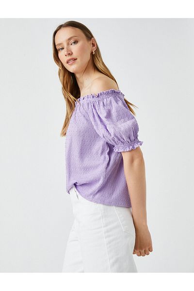 Koton Off Shoulder Blouse Short Balloon Sleeves