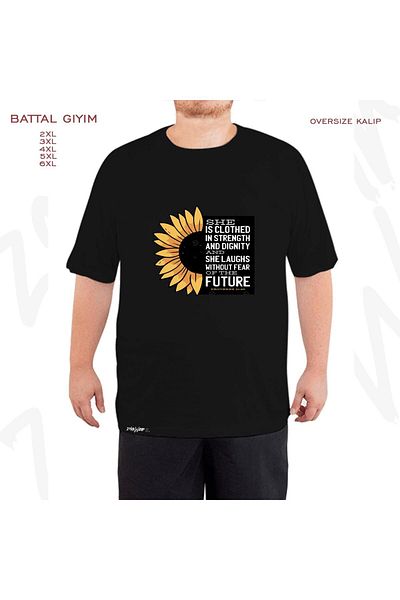 ZOKAWEAR Μαύρο μπλουζάκι Oversize Sunflower v2 με στάμπα μεγάλου μεγέθους (Bol)