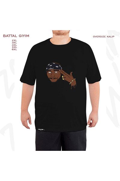 ZOKAWEAR Tricou oversize Tupac v2 Printed Battal (Bol) Mold negru