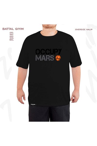 ZOKAWEAR Μαύρο μπλουζάκι Oversize - Occupy Mars, Space Planet, SpaceX Printed