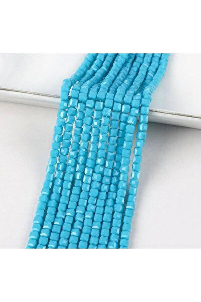 SESİKA HOBİ Kristal Kare Boncuk Mavi 4x4 Mm Takı Kolye Bileklik Yapımı