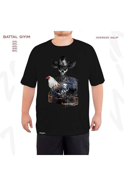 ZOKAWEAR Μαύρο μπλουζάκι Oversize Soy Gallero Cock Fight με στάμπα μεγάλου μεγέθους