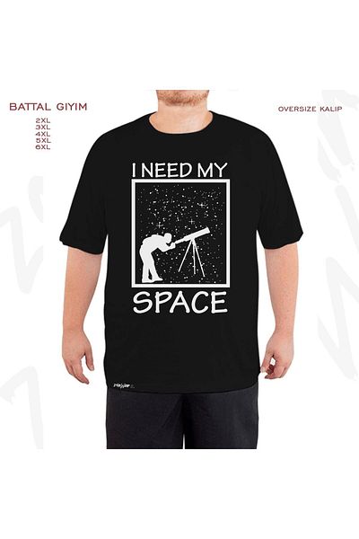 ZOKAWEAR Μαύρο μπλουζάκι Oversize Telescope Astronomy Printed Battal (Bol) Mold