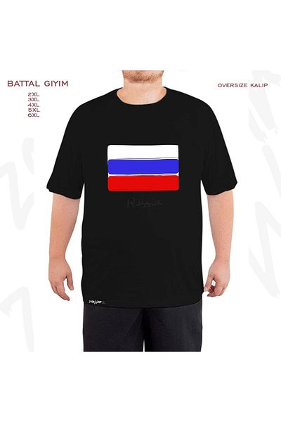 ZOKAWEAR Μαύρο μπλουζάκι Oversize Ρωσίας με στάμπα (Bol)