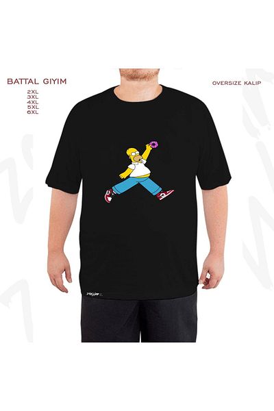 ZOKAWEAR Tricou negru oversize cu imprimeu Air Simpsons Battal (Bol) Mold
