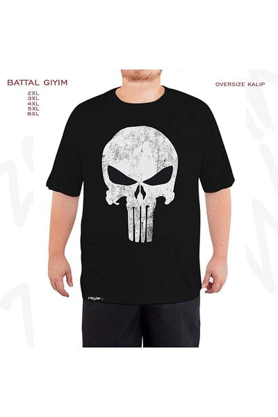 ZOKAWEAR Оверсайз тениска с щампа Punisher v4, голяма, черна