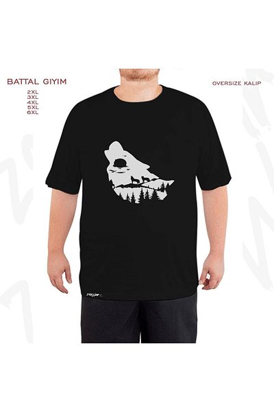 ZOKAWEAR Υπερμεγέθη Μαύρο T-Shirt με στάμπα μεγάλου μεγέθους (πολύ).