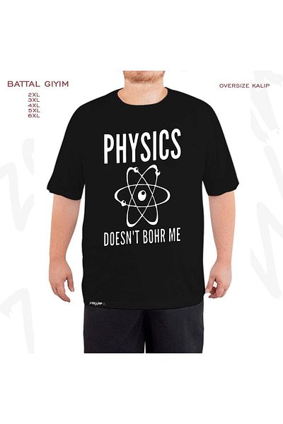 ZOKAWEAR Μαύρο μπλουζάκι Oversize Physics Atom Model Printed Battal (Bol) Mold
