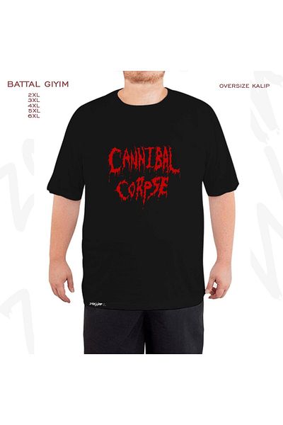ZOKAWEAR Μαύρο μπλουζάκι με τυπωμένο λογότυπο Cannibal Corpse Oversize Battal (Bol) Mold