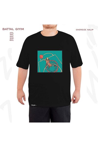 ZOKAWEAR Μαύρο μπλουζάκι μεγάλου μεγέθους με στάμπα σκελετού μπασκετμπολίστας