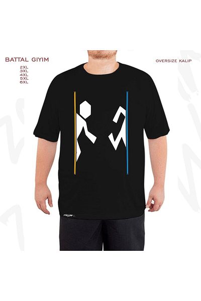 ZOKAWEAR Μαύρο μπλουζάκι Oversize Portal Printed Battal (Bol) Mold