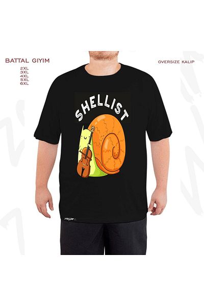 ZOKAWEAR Shellist Light Μαύρο T-Shirt - Oversize, Cello Puns Printed, King Fit