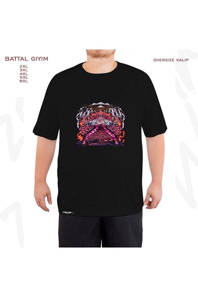 ZOKAWEAR Μαύρο μπλουζάκι Oversize Doflamingo One Piece Printed Battal (Bol) Mold