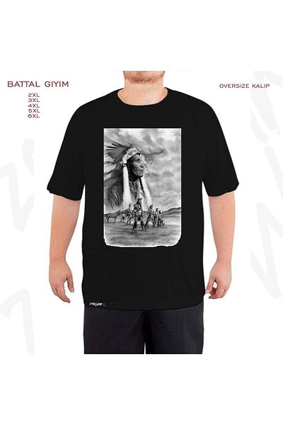 ZOKAWEAR Μαύρο μπλουζάκι υπερμεγέθους Ινδίας, Ινδίας με στάμπα μεγάλου μεγέθους (πολύ)