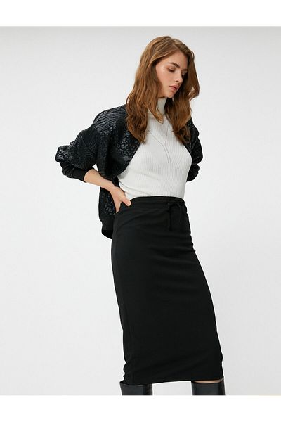 Koton Midi Pencil Skirt with Tie Waist