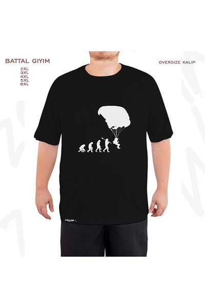 ZOKAWEAR Υπερμεγέθη αλεξίπτωτο αλεξίπτωτο v5 εμπριμέ μαύρο μπλουζάκι