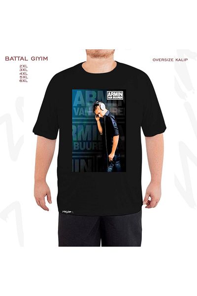 ZOKAWEAR Υπερμεγέθη Armin Van Buuren v2 Μαύρο μπλουζάκι με στάμπα μεγάλου μεγέθους