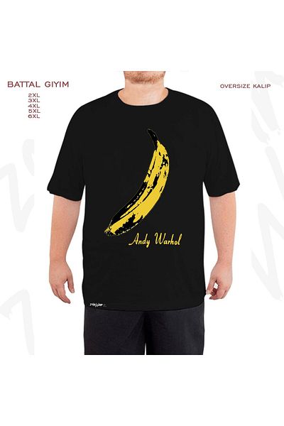 ZOKAWEAR Υπερμεγέθη το βελούδινο Andy Printed Battal (Bol) Mold Μαύρο T-Shirt