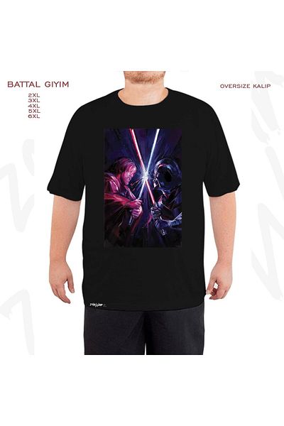 ZOKAWEAR Star Wars Dart Vader Printed Oversize Μαύρο T-Shirt - x2 Battal Fit