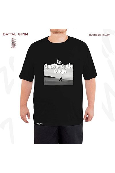 ZOKAWEAR Τυπωμένο Truffaut 400 Blows - Μαύρο T-Shirt Battal Fit