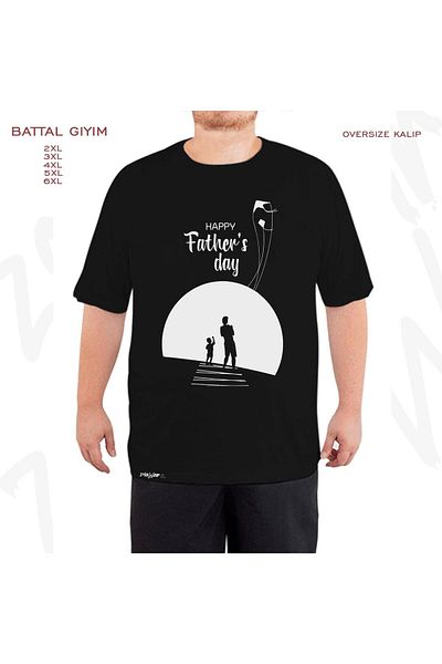 ZOKAWEAR Υπερμεγέθη Μαύρο μπλουζάκι με στάμπα για την Ημέρα του Πατέρα 2