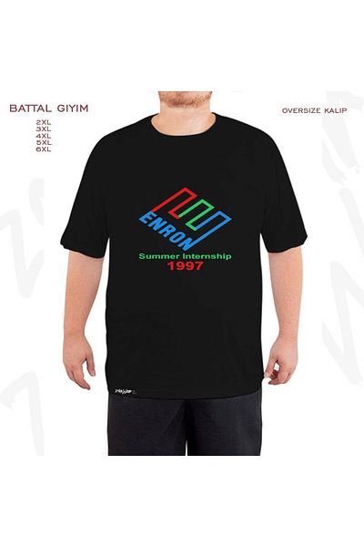 ZOKAWEAR Oversize Enron Summer Internship Printed Battal (Bol) Mold Μαύρο T-Shirt
