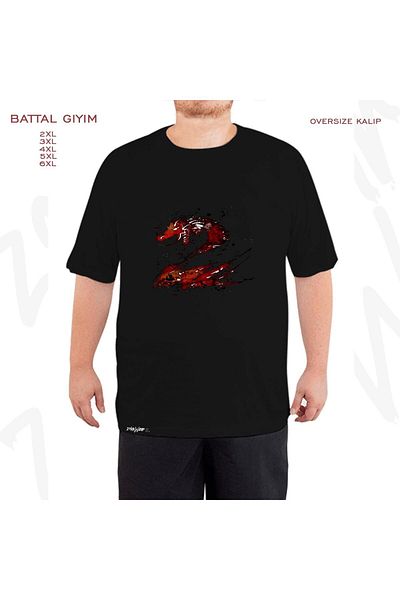 ZOKAWEAR Μαύρο μπλουζάκι Oversize Dragon v4 με στάμπα μεγάλου μεγέθους (Bol)
