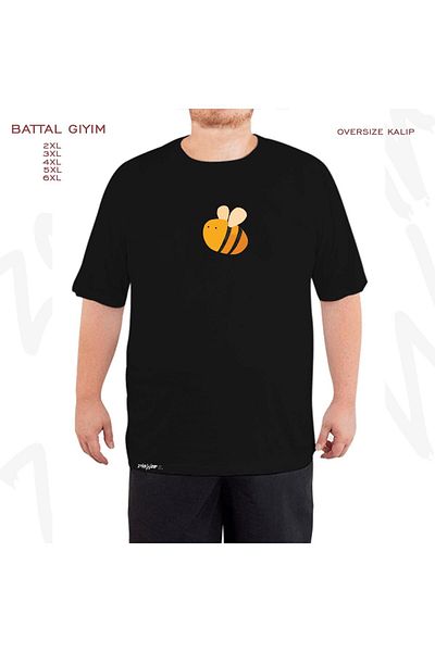 ZOKAWEAR Oversize Bee Bee Printed Battal (Bol) Mold Μαύρο T-Shirt
