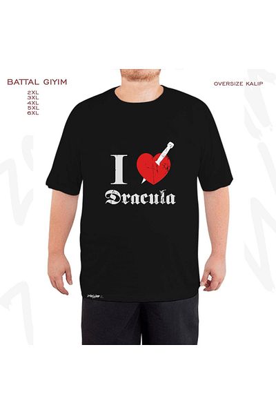 ZOKAWEAR Μαύρο μπλουζάκι με θέμα Dracula Oversize - Whiteeroded Printed, Loose Fit