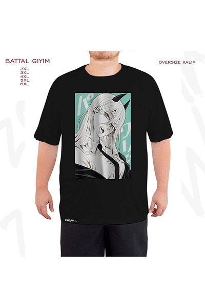 ZOKAWEAR Μαύρο μπλουζάκι Oversize Chainsaw Man Power Printed Oversize (Bol) Mold