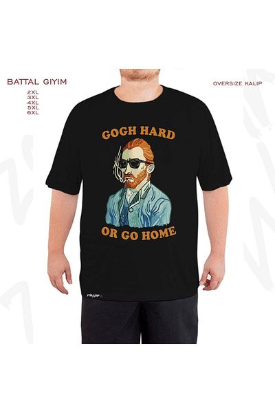ZOKAWEAR Υπερμεγέθη μαύρο μπλουζάκι με σκληρή στάμπα van gogh