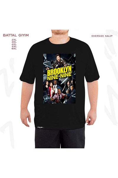 ZOKAWEAR Μαύρο μπλουζάκι Oversize Brooklyn Nine nine με στάμπα μεγάλου μεγέθους (πολύ)