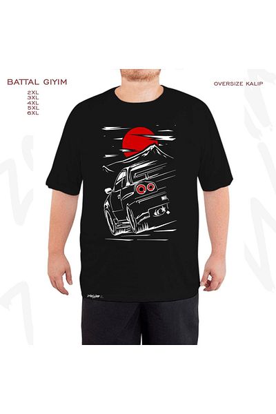 ZOKAWEAR Τυπωμένο Nissan Skyline GTR 34 - Μαύρο μπλουζάκι με μεγάλη εφαρμογή