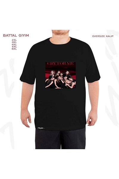 ZOKAWEAR Oversize Cry For Me K pop Twice Printed Battal (Bol) Mold Μαύρο T-Shirt