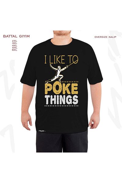 ZOKAWEAR Μαύρο μπλουζάκι με στάμπα μεγάλου μεγέθους 'I Like To Poke Things'
