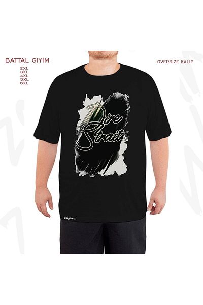 ZOKAWEAR Μαύρο μπλουζάκι Oversize Dire Straits με ειδική εκτύπωση Battal (Bol) Mold