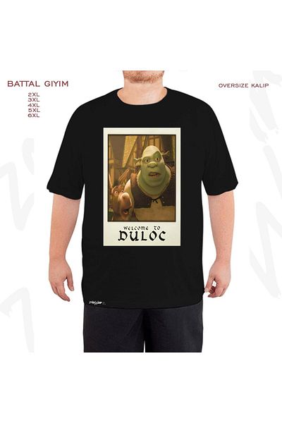 ZOKAWEAR Shrek Donkey - Welcome To Duloc Printed Black Oversize T-shirt