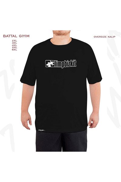 ZOKAWEAR Oversize Limp Bizkit Printed Battal (Bol) Μαύρο T-Shirt