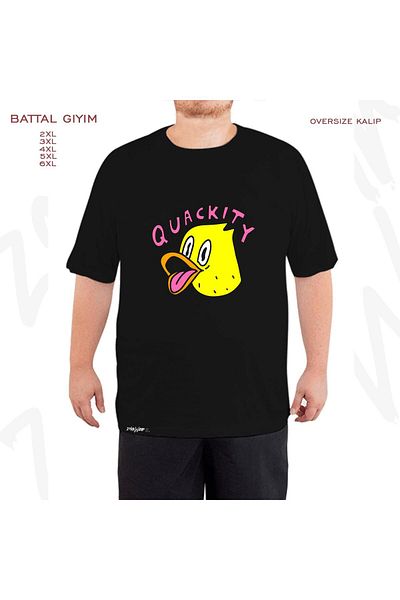 ZOKAWEAR Oversize Quackity Habibi Duck Printed Battal (Bol) Mold Μαύρο T-Shirt