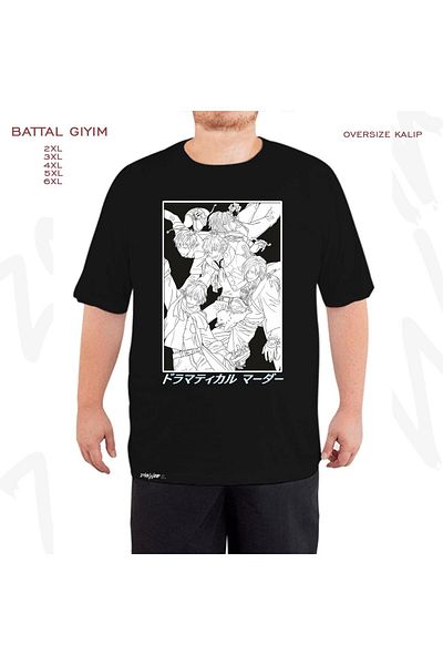 ZOKAWEAR Oversize Dramatical Murder Printed Battal (Bol) Mold Μαύρο T-Shirt