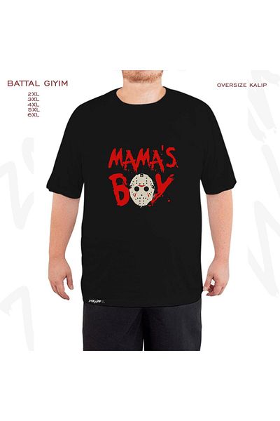 ZOKAWEAR Μαύρο μπλουζάκι Oversize Mama's Boy Printed Battal (Bol) Mold