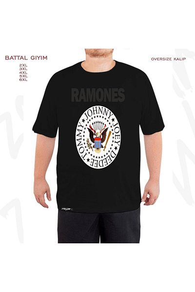 ZOKAWEAR Oversize Ramones Printed Battal (Bol) Μαύρο T-Shirt