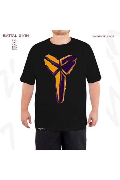 ZOKAWEAR Μαύρο μπλουζάκι μεγάλου μεγέθους, μαύρο μπλουζάκι με στάμπα Kobe Bryant