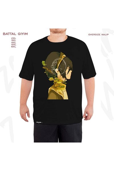 ZOKAWEAR Oversize Toph Beifong Printed Oversize (Bol) Μαύρο T-Shirt
