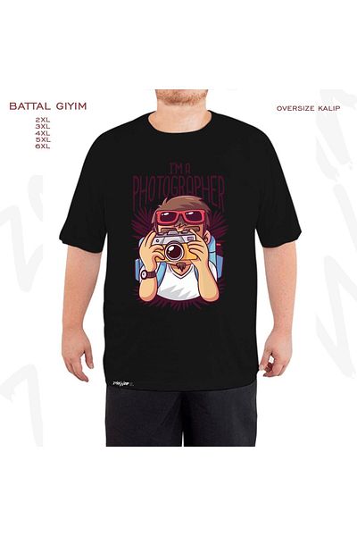 ZOKAWEAR Oversize I Am Photographer Photographer Printed Battal (Bol) Mold Μαύρο T-Shirt